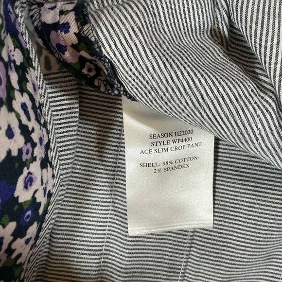 Wildfang Ace Slim Crop Pant Navy Daisy Floral Print Size 10 - Picture 4 of 5